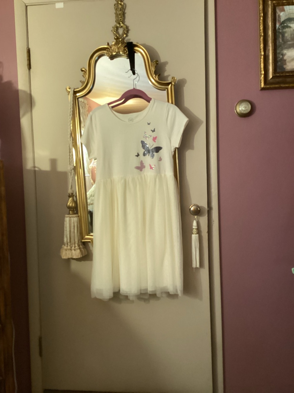 wonder nation Cream Tulle Dress with Butterfly Accents
